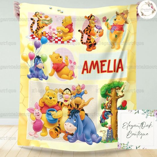 Halloween Pooh Friends Blanket, Personalized Pooh Blanket, Winnie The Pooh Blanket, Disney Blanket, Pooh Tigger Piglet Eeyore Blanket
