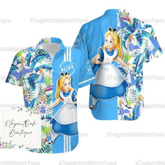Halloween Alice Hawaiian Shirt, Alice In Wonderland Shirt, Alice Summer Shirt, Button Up Shirt, Disneyland Shirt, Magic Kingdom Shirt