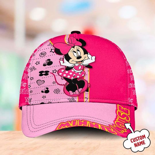 Pinky Big Bow Mouse Girlfriend Classic Cap, Magic Kingdom Animated Movie Character Baseball Cap, Summer Cartoon Hat, Gift For Kid And Adult