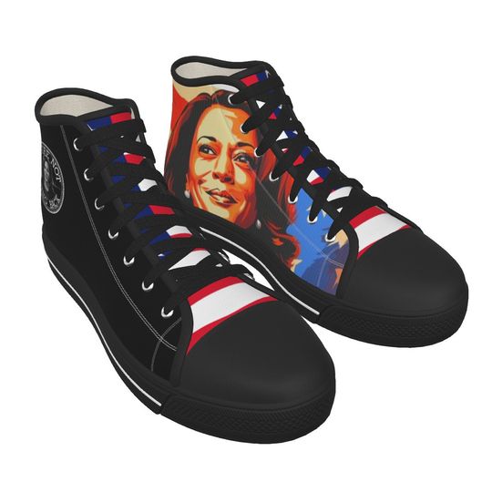 Kamala Harris We're Not Going Back Men's Black Sole Canvas Shoes