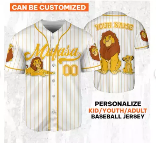 Custom Disney The Lion King Mufasa Simple Stripe 3D Baseball Jersey Shirt