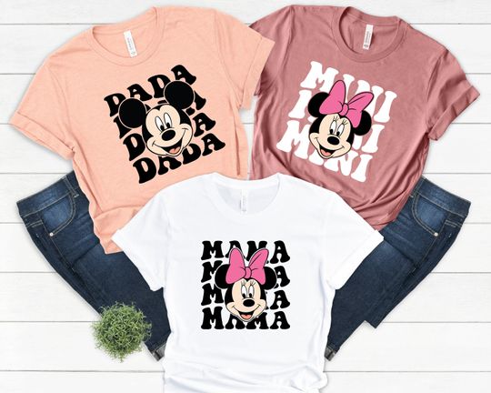 Disney Mama, Dada and Mini outfit, Disney Mama mini matching shirt, Minnie Mouse shirt, Disney Mom and girl shirt, Minnie Mama And Daughter