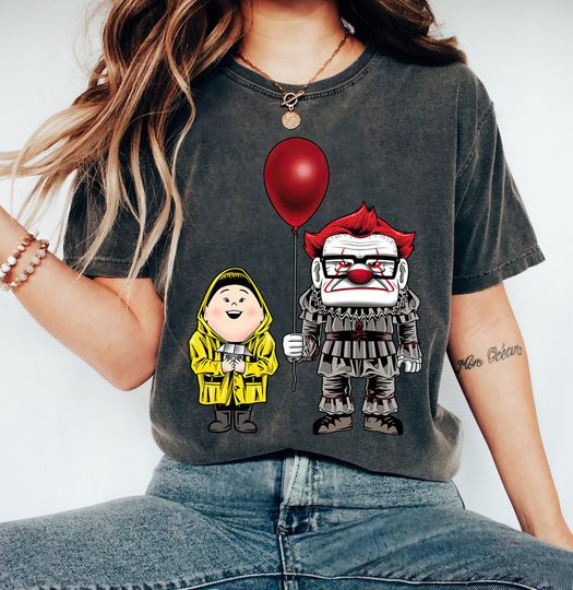 Disney Pixar Up Horror Character Pennywise Carl Fredricksen Russell Halloween T-Shirt, WDW Disneyland Halloween Party Matching Family Shirts