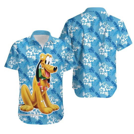 Disney Pluto Shirt, Disney Pluto Hawaii Shirt, Pluto Dog Button Shirt