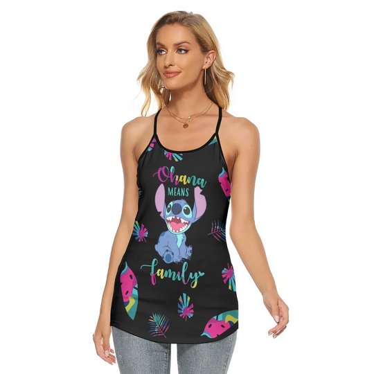Disney Stitch Cross Tank Top, Stitch Hollow Vest, Ohana Mean Family Tank Top