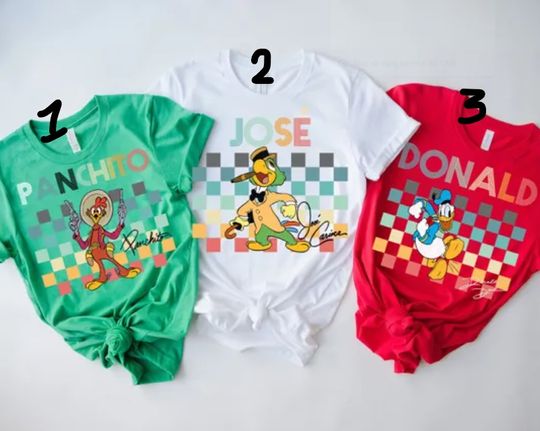 Disney Three Caballeros Characters Shirt, Panchito, Jose, Donald Duck Shirt, Disney Family Matching Shirt, Disney Group Matching Shirt