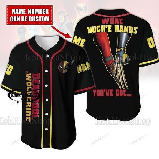 Deadpool And Wolverine Baseball Jersey, Custom Deadpool Shirt, Funny Deadpool Wolverine Jersey, Deadpool 3 Movie Shirt, Superhero Shirt
