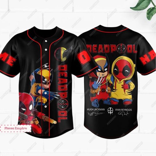 Personalized Deadpool Jersey, Spider Man Jersey Shirt, Deadpool Wolverine Jersey, Superhero Shirt, Deadpool 3 Movie Shirt, Halloween Gift