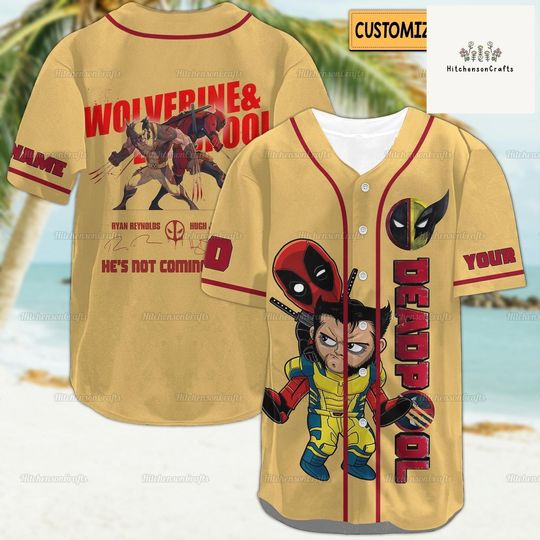 Custom Deadpool Baseball Jersey Shirt, Wolverine And Deadpool Shirt, Ryan Reynolds Shirt, Hugh Jackman Shirt, Deadpool Shirt, Fan Gifts