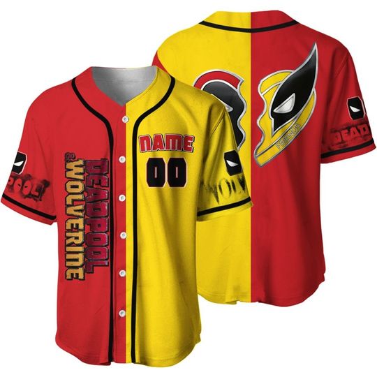 Blvckstyle Custom Wolverine Deadpool Baseball Jersey, T9 Heart Wolverine And Deadpool Best Friend Shirt Baseball Jersey