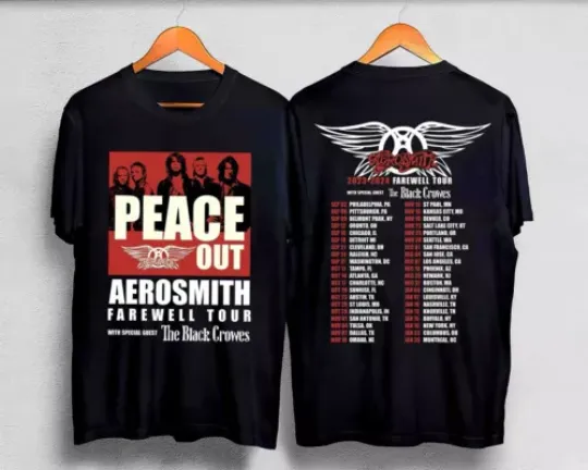 Aerosmith 2023 – 2024 Tour with The Black Crowes Peace Out Farewell Tour T-Shirt