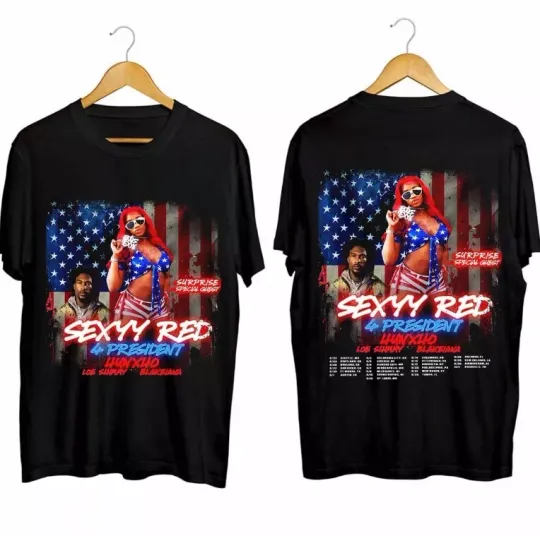 Sexyy Red - 4 President Tour 2024 Double Sided T-shirt, Cotton Short Sleeve Shirt, Gift For Music Lover