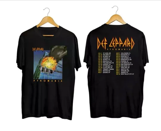 Def Leppard Pyromania 2024 tour Double Sided T-shirt, Cotton Short Sleeve Shirt, Gift For Music Lover