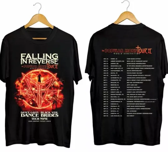 Falling in Reverse - Popular Monstour II 2024 Double Sided T-shirt, Cotton Short Sleeve Shirt, Gift For Music Lover