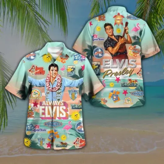 Elvis Presley 3D Hawaiian Shirt, Gift for Fans, Family Beach Shirt, Beach Vacation Shirt, Pool Outfit, GIft For Him Her