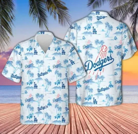 DODGERS Hawaiian Shirt, Gift for Fans, Family Beach Shirt, Beach Vacation Shirt, Pool Outfit, GIft For Him Her