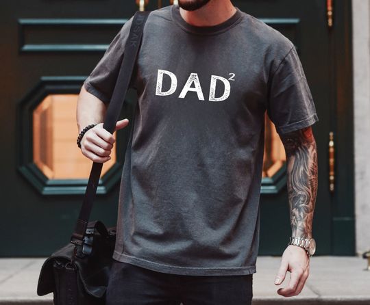 Comfort Colors Dad 2 Men's Shirt, Dad Squared Shirt, Father of 2 T-shirt, Father's Day Gift, Gift for Dad, Cool Dad, Pregnancy Announcement