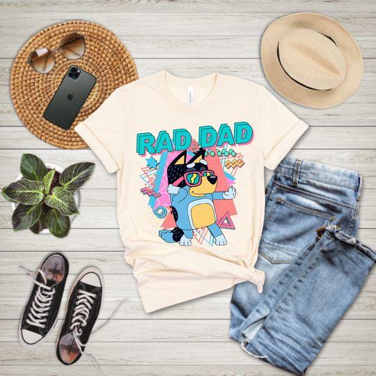Funny BlueyDad Dad Shirt, Natural Colors Fathers Day Gift, Rad Dad BlueyDad Shirt