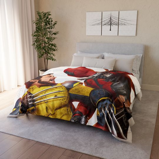 Marvel Dead Pool and Wolverine Blanket. Throw Blanket Wolverine and Dead Pool. Marvel's new Movie 2024. Superhero Blanket. X-Men wolverine.