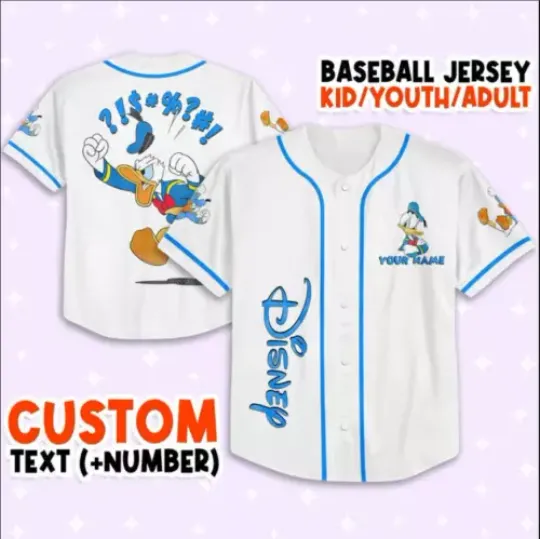 Personalize Vintage Disney Donald Duck Angry 3D Baseball Jersey Shirt