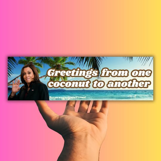 Kamala Harris 2024 Coconut Tree Meme Bumper Sticker & Magnet | Funny Gen Z Tiktok Sticker
