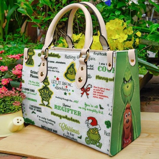 Grince handbag,Christmas Cute funny character Handbag, Anniversary funny character Handbag, Disney Leather Handbag, Shoulder Handbag,Gift for Christmas