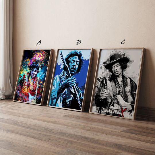 Jimi Hendrix Rock Music Poster, Jimi Hendrix Music Poster, High Quality Canvas Print Art Posters, Gift for her, Gift for Him, Unframed