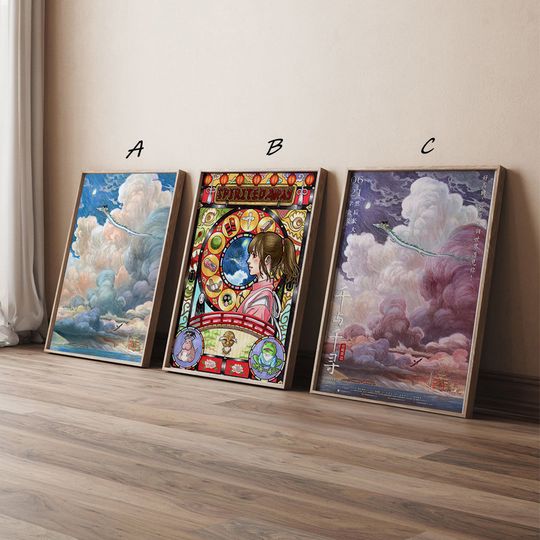 Spirited Away Anime Manga Movie Poster, High Quality Canvas Print Art Posters, Gift for her, Gift for Him, Unframed
