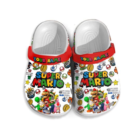 Custom Mario Shoes, Super Mario Shoes, Super Mario Sandals, Mario Summer Shoes, Custom Summer Shoes,