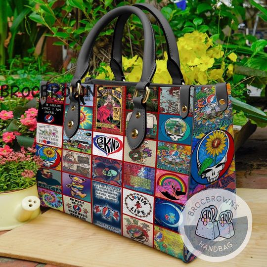 Grateful Dead Leather Handbag, Grateful Dead Handbag, Crossbody Bag, Shopping Bag, Top Handle Bag