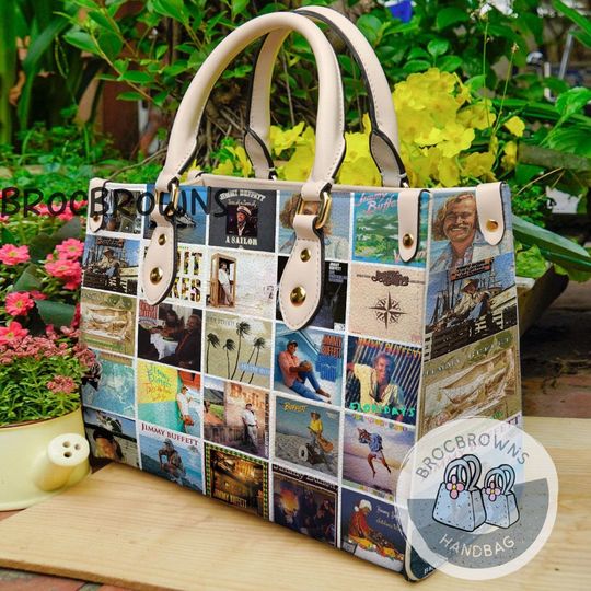 Jimmy Buffett Leather Handbag, Jimmy Buffett Handbag, Crossbody Bag, Shopping Bag, Top Handle Bag