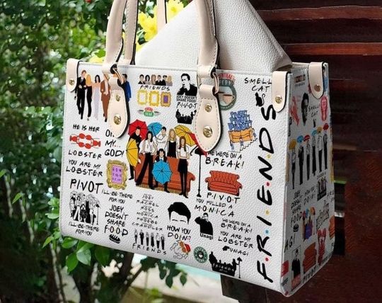 Vintage F-R-I-E-N-D-S Leather Handbag, TV Shows leather handBag, Singer Handbag, Love Freddie Mercury, Personalization Bag, Gift For Fan.