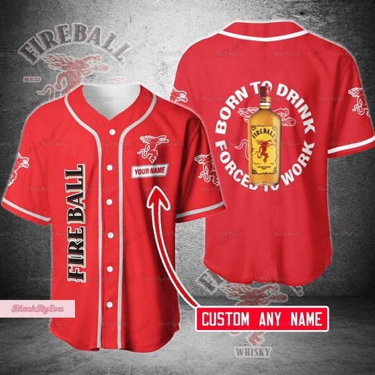 Fireball Baseball Shirt, Fireball Whisky Jersey, Personalized Fireball Jersey, Fireball Whisky Shirt, Cinnamon Whiskey Shirt