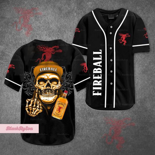 Fireball Baseball Jersey, Fireball Jersey Shirt, Fireball Whiskey Jersey, Cinnamon Whiskey Shirt, Fireball Shirt, Uniform Jersey