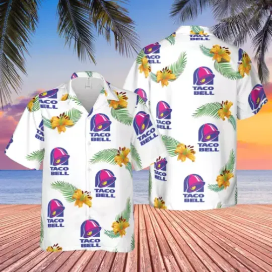 Taco Bell Employee Hawaiian Shirt, Short Sleeve Button Shirt, Vacation Shirt, Gift For Him