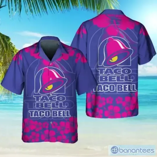 Taco Bell Logo Hawaiian Shirt, Short Sleeve Button Shirt, Vacation Shirt, Gift For Him