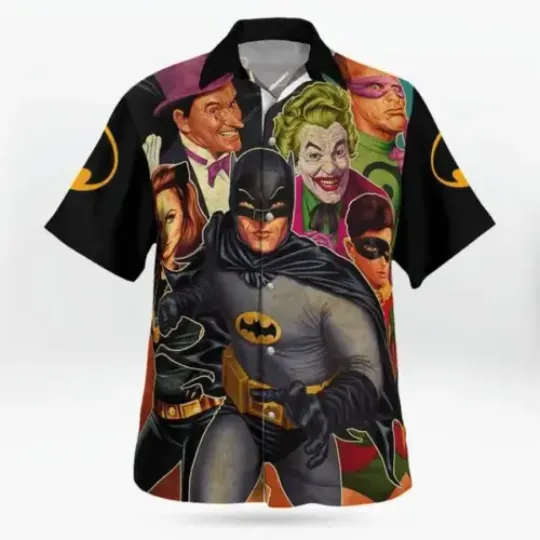 Batman And Amazing Characters Superheroes Fans Hawaiian Shirt, Short Sleeve Button Shirt, Vacation Shirt, Gift For Him