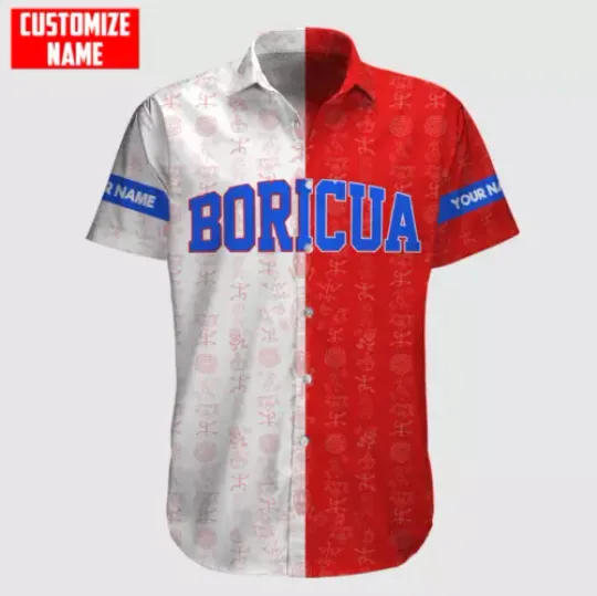 Country Puerto Rico Boricua Custom Hawaiian Shirt, Short Sleeve Button Shirt, Vacation Shirt, Gift For Him
