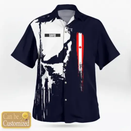 Personalized RCAF Bell CH-146 Griffon Hawaiian Shirt, Short Sleeve Button Shirt, Vacation Shirt, Gift For Him