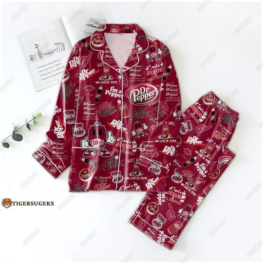 Dr Pepper Pajamas, Dr Pepper Pajamas Pants, Soda Lover Pajamas, Gift For Her, Dr Pepper Gift, Pajamas For Party, Pj Sets For Women