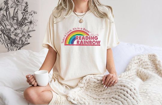 Comfort Colors Reading Rainbow Shirt, Retro Librarian Shirt, Teacher Appreciation Shirt, Retro Comfort Rainbow School Shirt,Book Lover Gift