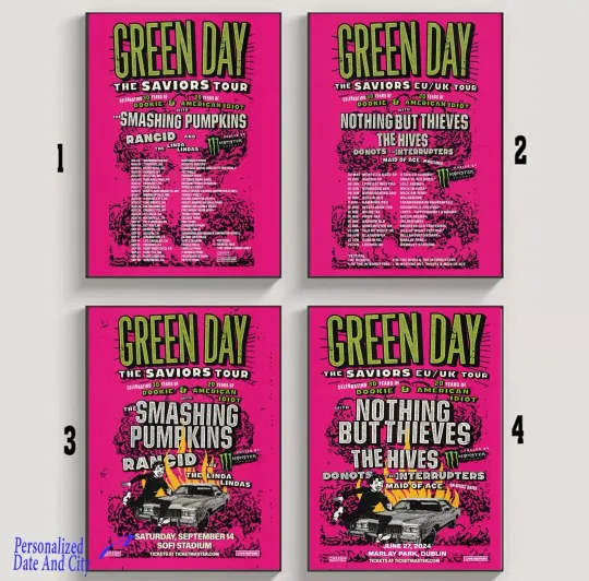Custom Green Day The Saviors 2024 Tour Poster, Gift Poster