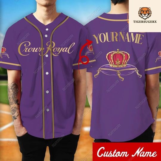Crown Royal Jersey, Custom Crown Royal Baseball Shirt, Crown Royal Baseball Jersey, Crown Royal Whisky Shirt, Whisky Jersey Shirt