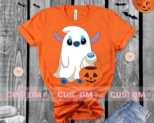 Stitch Halloween Ghost Shirt, Funny Halloween Tshirt for Kids, Trick or Treat Shirt