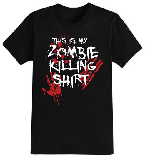 Zombie Killing Halloween T-Shirt For Men, Women & Kids 100% Cotton Black Shirt