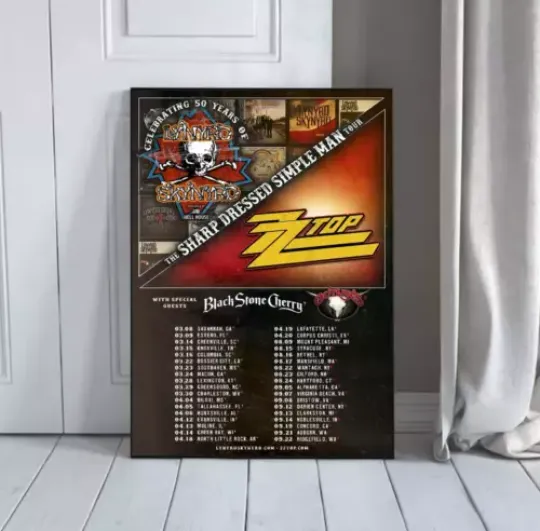 Lynyrd Skynyrd ZZ Top Tour 2024 Poster, 2024 Concert Poster