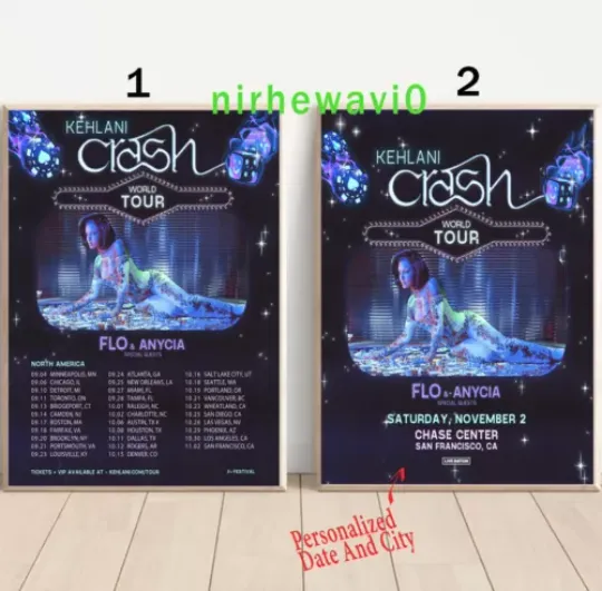 Custom Kehlani - Crash World Tour 2024 Poster, 2024 Concert Poster