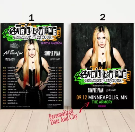 Custom Avril Lavigne 2024 Tour Poster, 2024 Concert Poster