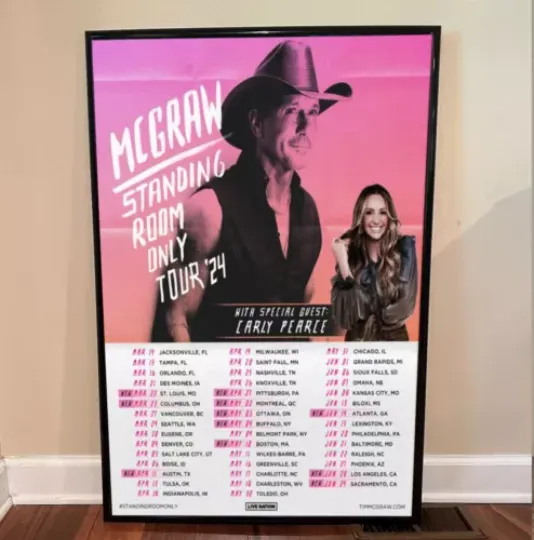 Tim McGraw 2024 Tour Standing Room Only Poster, 2024 Concert Poster