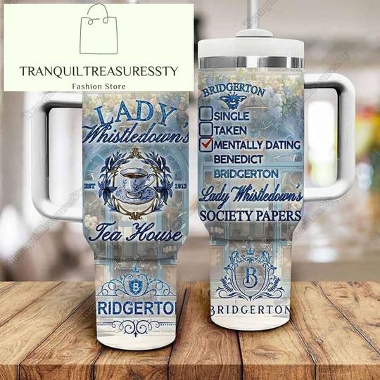 Bridgerton Lady Whistledown's Tea House Tumbler 40 Oz, Spill The Tea Lady Whistledown's Cup, Society Paper Tumbler, Bridgerton Tumbler
